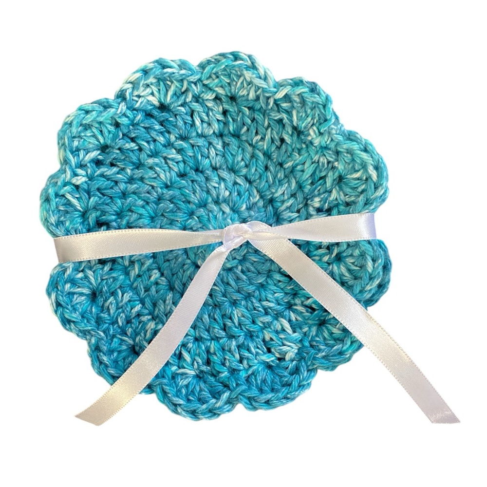 Handcrafted Crocheted Coasters set of 4 Blue shades